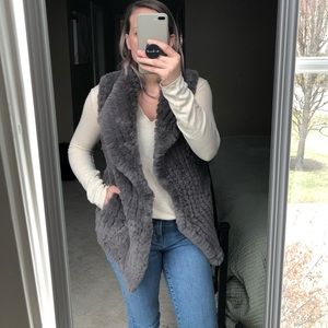 NWT Asymmetrical Faux Fur Knit Vest!